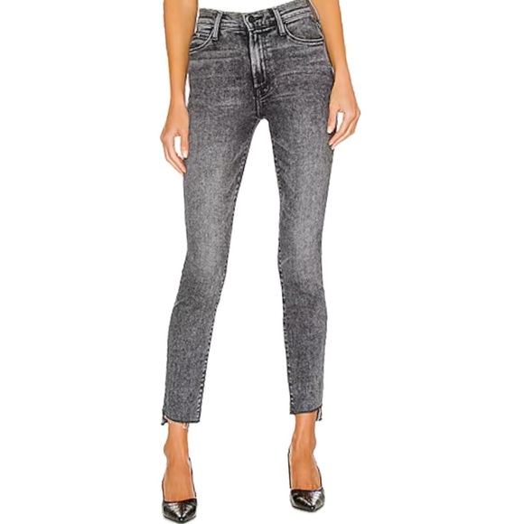 ππ MOTHER The Stunner Zip Ankle Step Fray Jeans | Train Stops Gray Womenβs Sz 25 - Picture 9 of 9